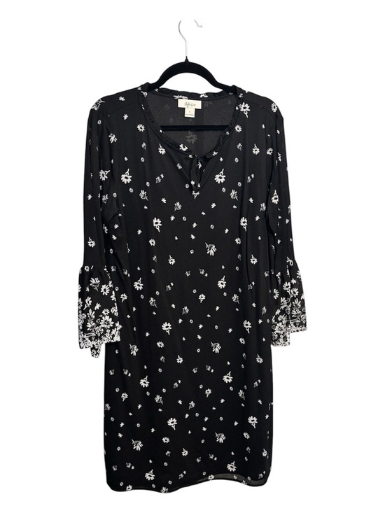 Style & Co. Dresses & Skirts - Style & Co Black Floral Shift Dress with White Floral Print 3/4 Sleeve Size L